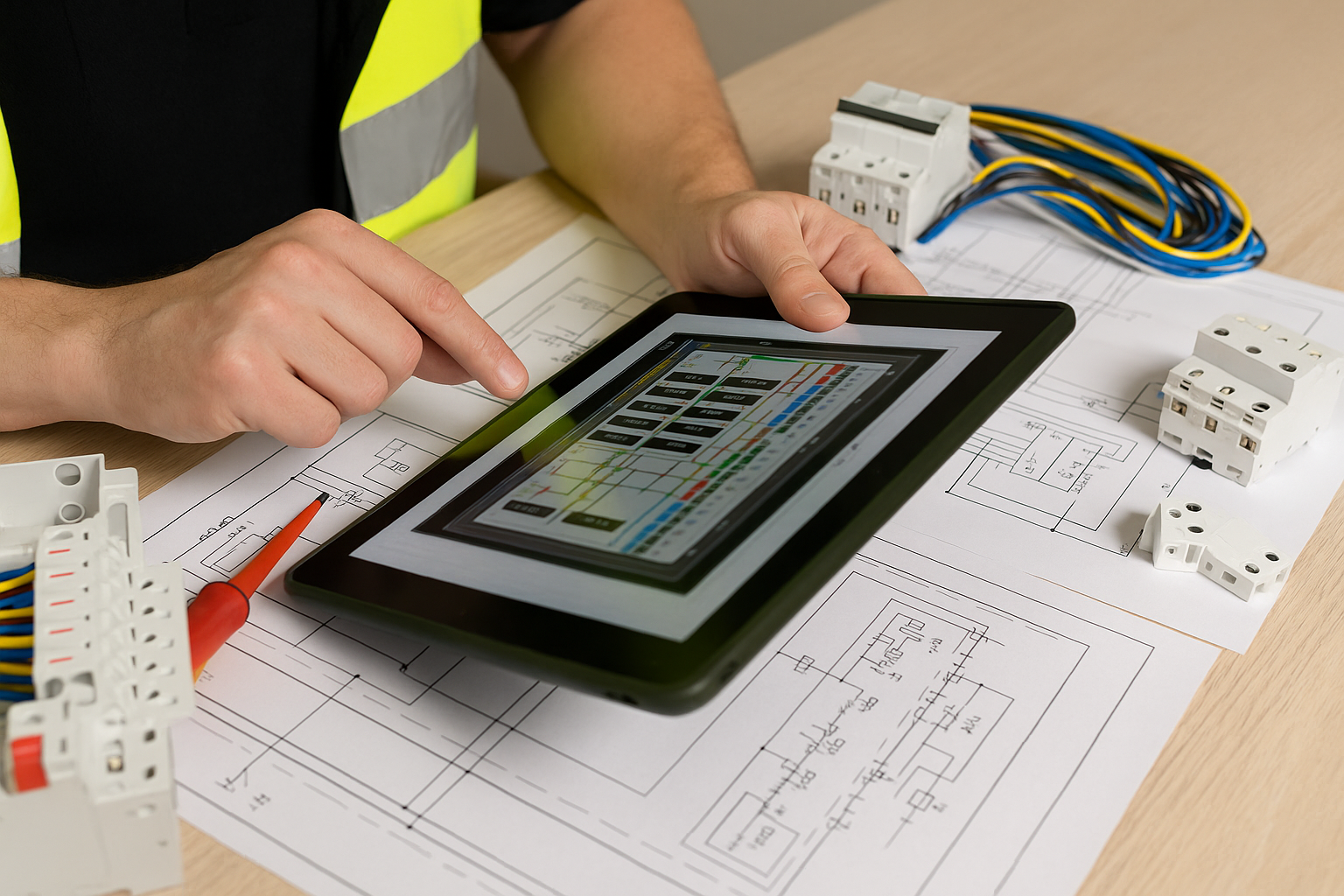 Hi-Concept Domotique Integrator Electricien Electricien avec plan technique ou un schéma domotique