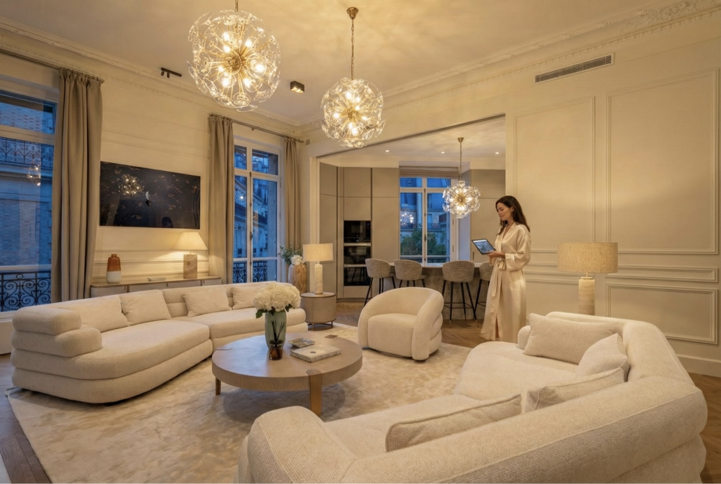 Relaxing evening in a smart living room